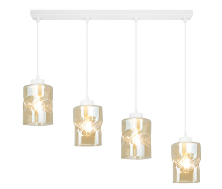 Lampa Biała Wisząca Żyrandol Listwa 4 Szklane Klosze Sufitowa Led Miodowy Klosz