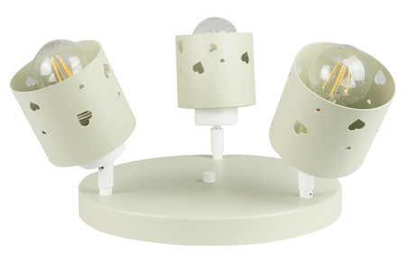 LAMPA SUFITOWA PLAFON BEŻOWA DLA DZIECI WISZĄCA ŻYRANDOL SERCA LED RUCHOMY LUMIMI PB/3