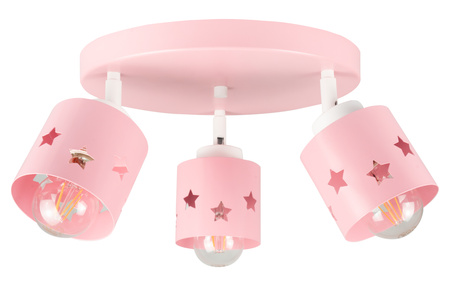 LAMPA SUFITOWA WISZĄCA RÓŻOWA DLA DZIECI PLAFON ŻYRANDOL GWIAZDKI RUCHOMY LUNARI PR/3