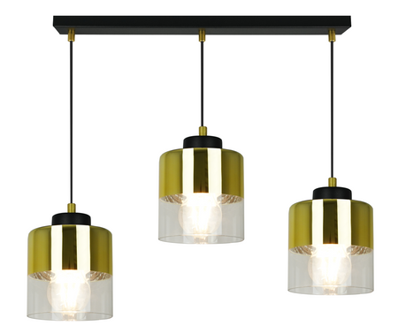 Lampa wisząca ze złotym kloszem glamour listwa czarna sufitowa regulowana