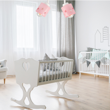 RÓŻOWA LAMPA DLA DZIECI SUFITOWA WISZĄCA ŻYRANDOL PLAFON GWIAZDKI LUNARI LR/2