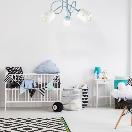 LAMPA SUFITOWA DO POKOJU DZIECIĘCEGO NIEBIESKO-BIAŁA ŻYRANDOL SERCA WISZĄCA LUMIMI NB/3