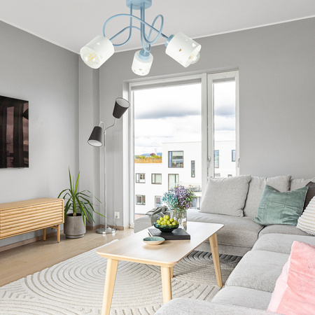 LAMPA SUFITOWA DO POKOJU DZIECIĘCEGO NIEBIESKO-BIAŁA ŻYRANDOL SERCA WISZĄCA LUMIMI NB/3