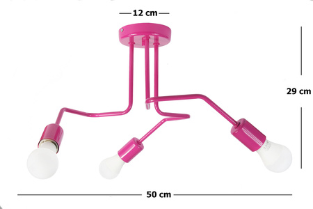 LAMPA SUFITOWA VANESSA 1004/3 KOLOR RÓŻOWY MODERNO