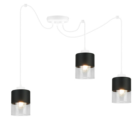 Lampa Pająk Wisząca Żyrandol 3 Płomienna Szklany Klosz Sufitowa Biała