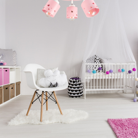 LAMPA SUFITOWA WISZĄCA RÓŻOWA DLA DZIECI PLAFON ŻYRANDOL SERCA LED RUCHOMY LUMIMI PR/3