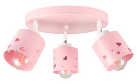 LAMPA SUFITOWA WISZĄCA RÓŻOWA DLA DZIECI PLAFON ŻYRANDOL SERCA LED RUCHOMY LUMIMI PR/3