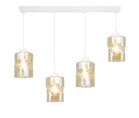 Lampa Biała Wisząca Żyrandol Listwa 4 Szklane Klosze Sufitowa Led Miodowy Klosz