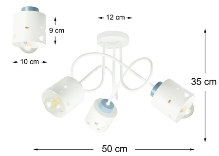 LAMPA SUFITOWA DLA DZIECI LED BIAŁO-NIEBIESKA ŻYRANDOL SERCA NOWOCZESNA ŻYRANDOL LUMIMI BBN/3