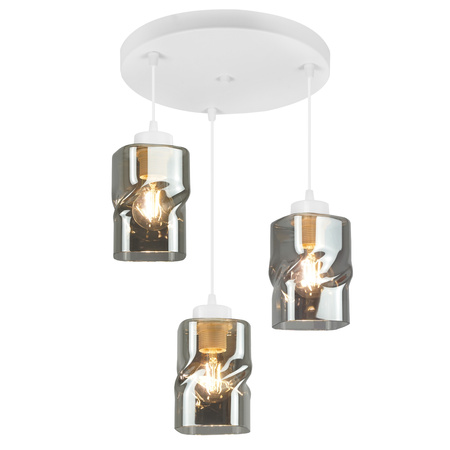 Plafon AURA Biały Szklany Grafitowy Klosz