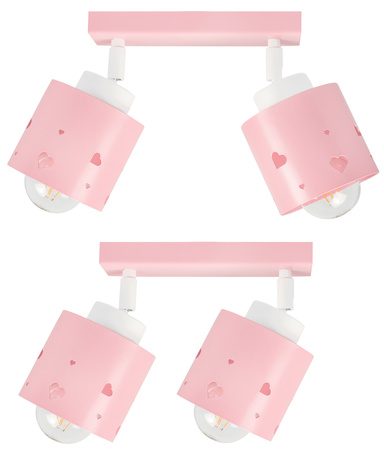 RÓŻOWA LAMPA DLA DZIECI SERCA SUFITOWA PLAFON LUMIMII LR/2