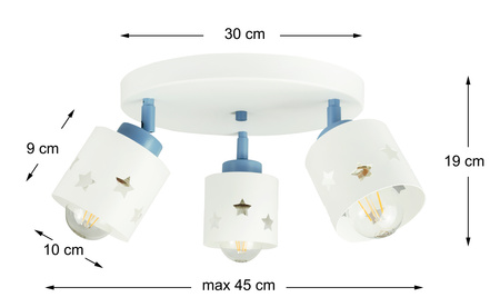 DZIECIĘCA LAMPA PLAFON BIAŁY NIEBIESKI RUCHOME PRZEGUBY DLA DZIECI LUNARI PBN/3