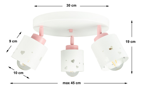 LAMPA SUFITOWA DLA DZIECI PLAFON SERDUSZKA BIAŁY LED RUCHOMY ŻYRANDOL LUMIMI PBR/3