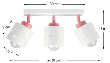 LAMPA SUFITOWA RÓŻOWA DLA DZIECI GWIAZDKI WISZĄCA BIAŁA LED RUCHOMA E27