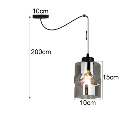 Lampa AURA Pająk czarna Sufitowa Wisząca Żyrandol 1 Szklany Klosz grafitowy