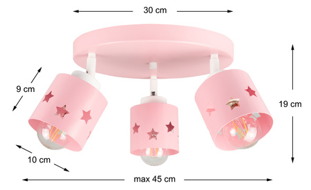 LAMPA SUFITOWA WISZĄCA RÓŻOWA DLA DZIECI PLAFON ŻYRANDOL GWIAZDKI RUCHOMY LUNARI PR/3