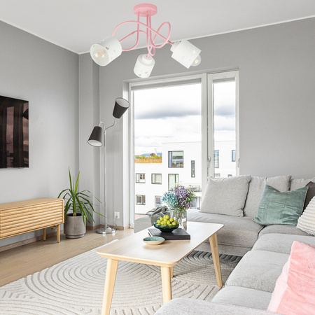 LAMPA SUFITOWA KOLOROWA DLA DZIECI RÓŻOWA ŻYRANDOL E27 SERCA WISZĄCA LUMIMI RB/3