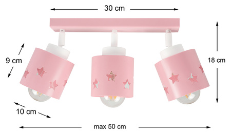 LAMPA DZIECIĘCA RÓŻOWA GWIAZDKI SUFITOWA PLAFON RUCHOMY LUNARI LR/3