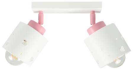 LAMPA SUFITOWA DLA DZIECI LISTWA SERDUSZKA BIAŁO-RÓŻOWA RUCHOMA LUMIMII LBR/2