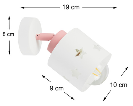 KINKIET BIAŁO - RÓŻOWY GWIAZDKI DLA DZIECI LAMPA ŚCIENNA LUNARI KBR/1