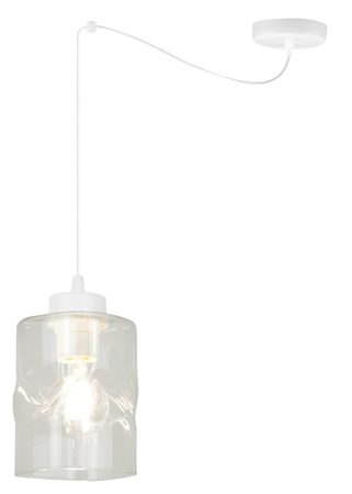 Lampa AURA Pająk Biała Sufitowa Wisząca Żyrandol 1 Szklany Klosz Bezbarwny