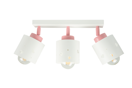 LAMPA SUFITOWA LISTWA DLA DZIECI RÓŻOWO BIAŁA SERDUSZKA WISZĄCA RUCHOMA LUMIMI LBR/3