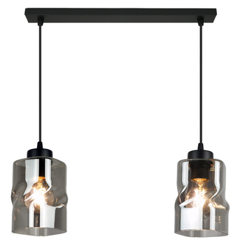 Lampa Wisząca AURA  CZARNA Listwa 2 Szklane Klosze grafitowe