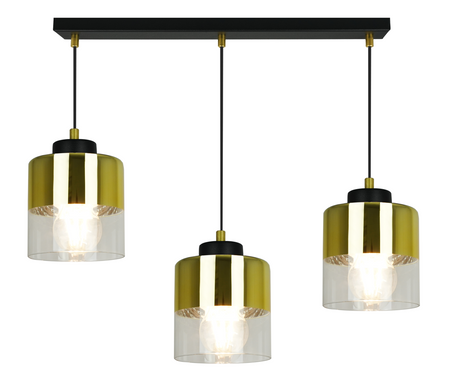 Lampa wisząca ze złotym kloszem glamour listwa czarna sufitowa regulowana