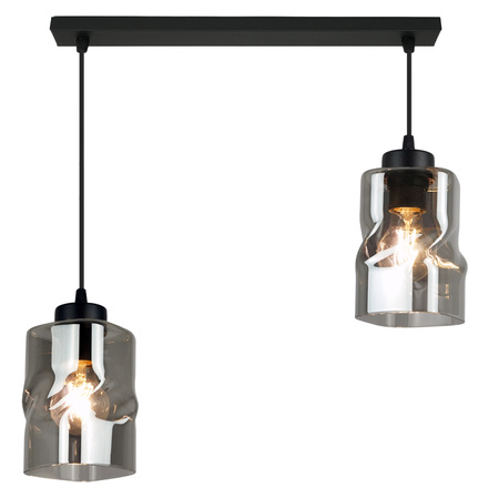 Lampa Wisząca AURA CZARNA Listwa 2 Szklane Klosze grafitowe