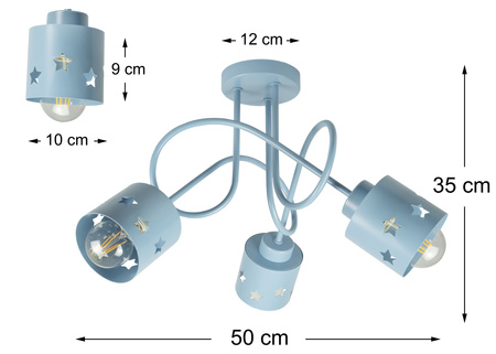 LAMPA SUFITOWA GWIAZDKI NIEBIESKA KOLOROWA DO POKOJU DZIECIĘGO LUNARI N/3