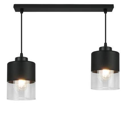Lampa Wisząca Czarna Żyrandol Listwa 2 Szklane Klosze Sufitowa Led Harmonia