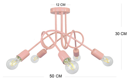 LAMPA SUFITOWA DZIECIĘCA MONDO 5 RÓŻ PASTEL