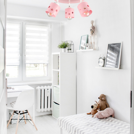 LAMPA SUFITOWA WISZĄCA RÓŻOWA DLA DZIECI PLAFON ŻYRANDOL GWIAZDKI RUCHOMY LUNARI PR/3