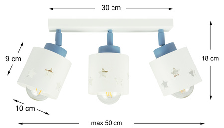 LAMPA SUFITOWA DLA DZIECI GWIAZDKI WISZĄCA BIAŁO- NIEBIESKA RUCHOMA LUNARI LBN/3