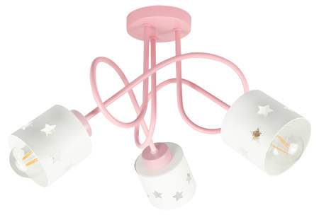 LAMPA RÓŻOWA DLA DZIECI SUFITOWA BIAŁE KLOSZE GWIAZDKI WISZĄCA ŻYRANDOL LUNARI RB/3