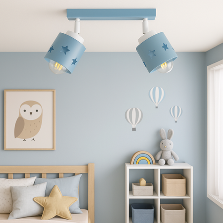 LAMPA SUFITOWA DLA DZIECI NIEBIESKA GWIAZDKI WISZĄCA KOSMOS PLAFON LUNARI LN/2