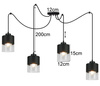 Lampa Pająk Wisząca Żyrandol 4 Płomienna Szklany Klosz Sufitowa Czarna