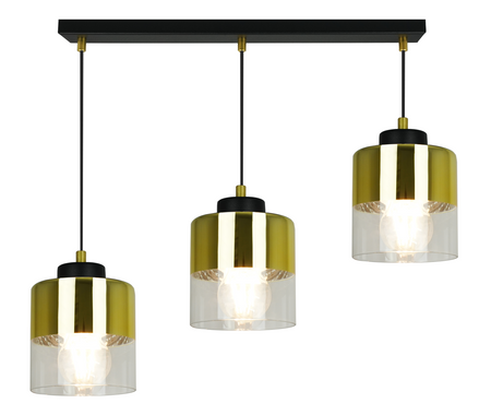 Lampa wisząca ze złotym kloszem glamour listwa czarna sufitowa regulowana