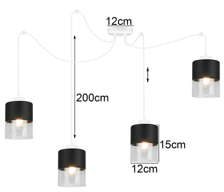 Lampa Pająk Wisząca Żyrandol 4 Płomienna Szklany Klosz Sufitowa Biała