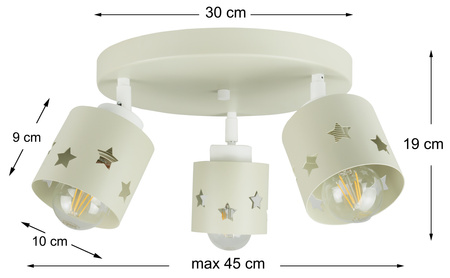 LAMPA SUFITOWA BEŻOWA DLA DZIECI WISZĄCA ŻYRANDOL GWIAZDKI RUCHOMA LUNARI PB/3