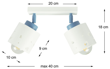 LAMPA SUFITOWA DLA DZIECI LUMIMI SERCA BIAŁO NIEBIESKA LUMIMII LBN/2