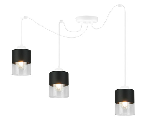 Lampa Pająk Wisząca Żyrandol 3 Płomienna Szklany Klosz Sufitowa Biała