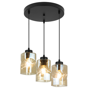 Plafon AURA Czarny Szklany Miodowy Klosz