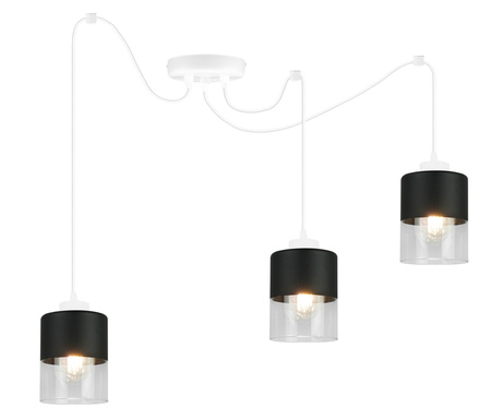 Lampa Pająk Wisząca Żyrandol 3 Płomienna Szklany Klosz Sufitowa Biała