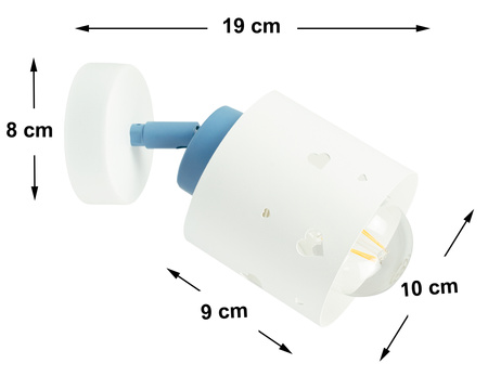 KINKIET BIAŁY LED SERDUSZKA LAMPA ŚCIENNA DLA DZIECI RUCHOMA LUMIMI KBN/1