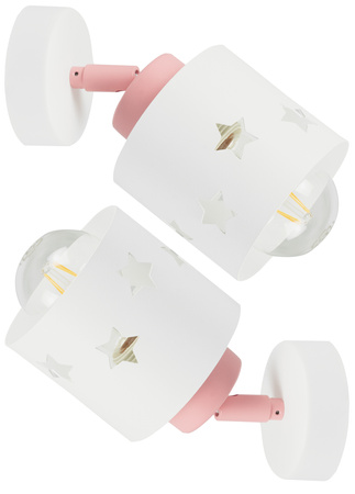 KINKIET BIAŁO - RÓŻOWY GWIAZDKI DLA DZIECI LAMPA ŚCIENNA LUNARI KBR/1