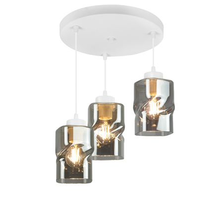 Plafon AURA Biały Szklany Grafitowy Klosz