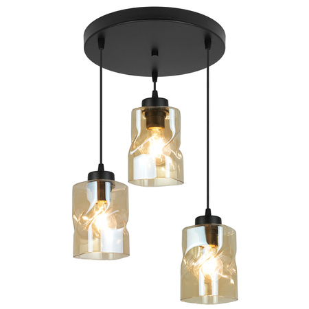 Plafon AURA Czarny Szklany Miodowy Klosz