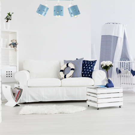 LAMPA SUFITOWA DZIECIĘCA NIEBIESKA WISZĄCA PLAFON GWIAZDKI RUCHOMY LUNARI LN/3