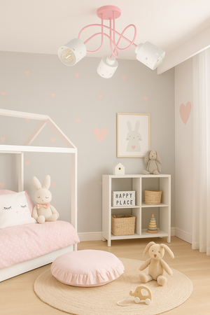 LAMPA SUFITOWA KOLOROWA DLA DZIECI RÓŻOWA ŻYRANDOL E27 SERCA WISZĄCA LUMIMI RB/3